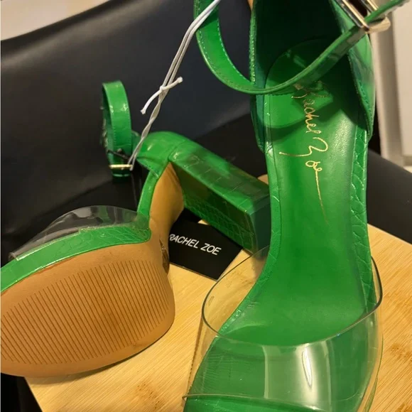 Green Platform Block Heel /Clear Strap size 8 - Picture 5 of 5